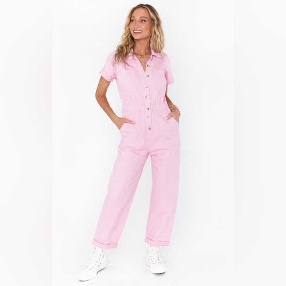 Show Me Your Mumu Cannon Jumpsuit Pink Denim - Picture 3 of 9